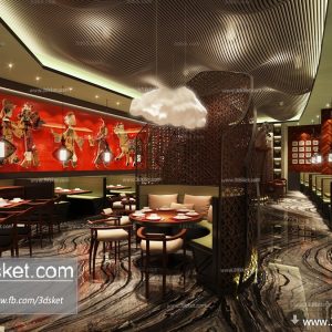 3D Interior Model Restaurant Coffee F011 Scene 3dsmax