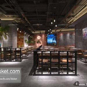 3D Interior Model Restaurant Coffee H001 Scene 3dsmax
