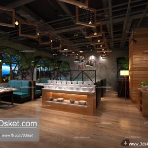 3D Interior Model Restaurant Coffee H002 Scene 3dsmax