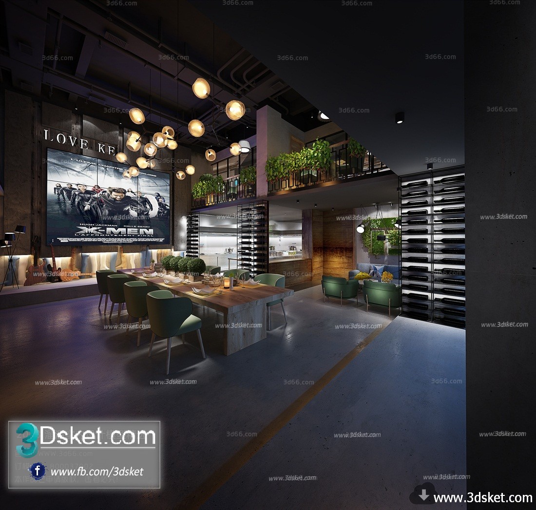 3D Interior Model Bar Room 023 Scene 3dsmax