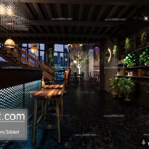 3D Interior Model Restaurant Coffee H003 Scene 3dsmax