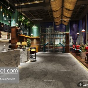 3D Interior Model Restaurant Coffee H008 Scene 3dsmax