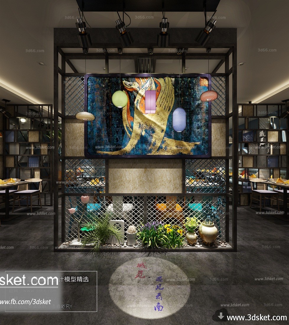 3D Interior Model Restaurant Coffee H009 Scene 3dsmax