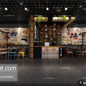 3D Interior Model Restaurant Coffee H011 Scene 3dsmax