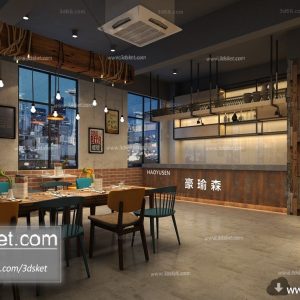 3D Interior Model Restaurant Coffee H013 Scene 3dsmax