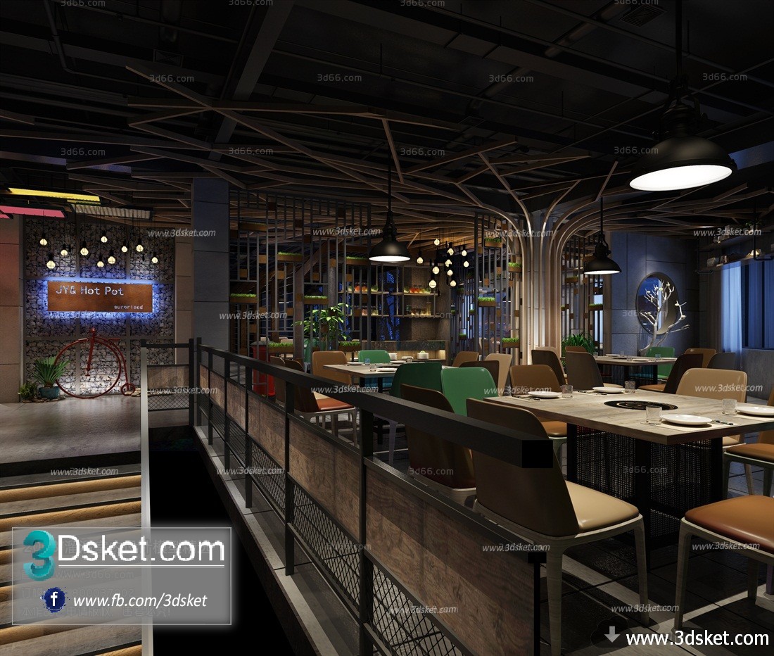 3D Interior Model Restaurant Coffee H014 Scene 3dsmax