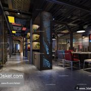3D Interior Model Restaurant Coffee H023 Scene 3dsmax