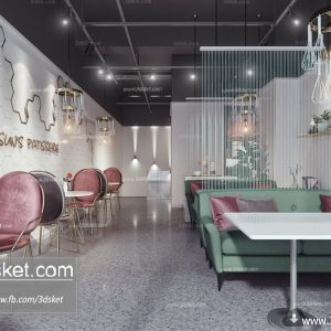 3D Interior Model Restaurant Coffee H027 Scene 3dsmax