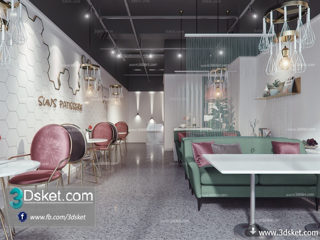 3D Interior Model Restaurant Coffee H027 Scene 3dsmax