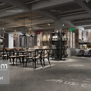 3D Interior Model Restaurant Coffee H029 Scene 3dsmax