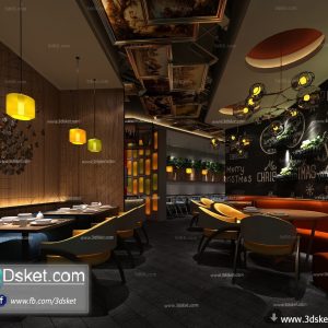 3D Interior Model Restaurant Coffee J001 Scene 3dsmax