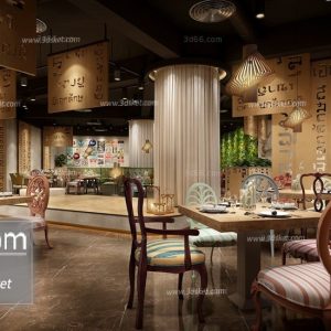 3D Interior Model Restaurant Coffee J002 Scene 3dsmax