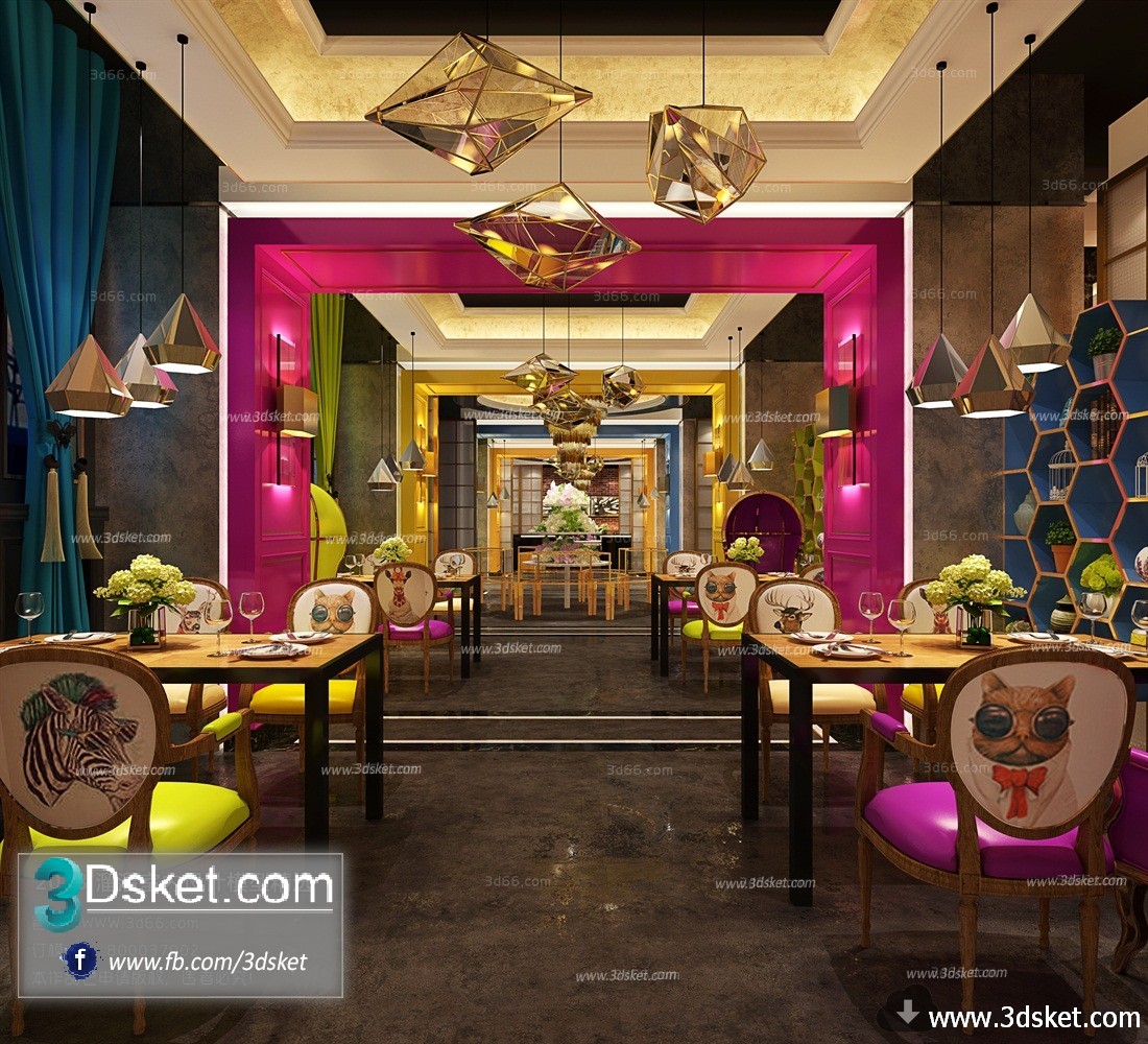3D Interior Model Restaurant Coffee J003 Scene 3dsmax