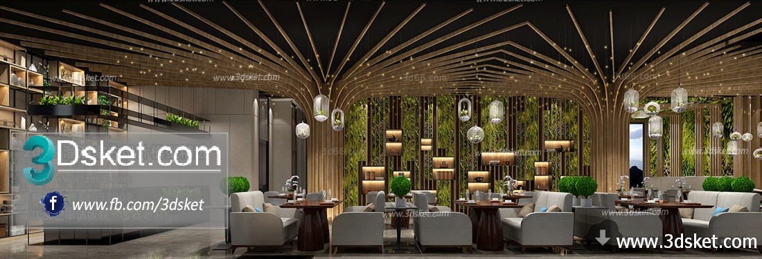 3D Interior Model Restaurant Coffee J005 Scene 3dsmax