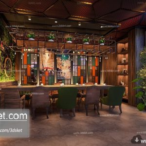 3D Interior Model Restaurant Coffee J007 Scene 3dsmax