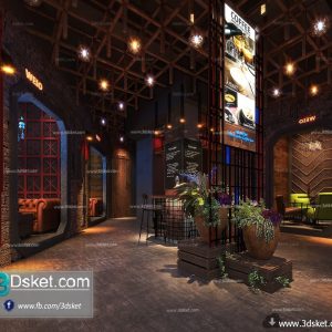 3D Interior Model Restaurant Coffee J009 Scene 3dsmax
