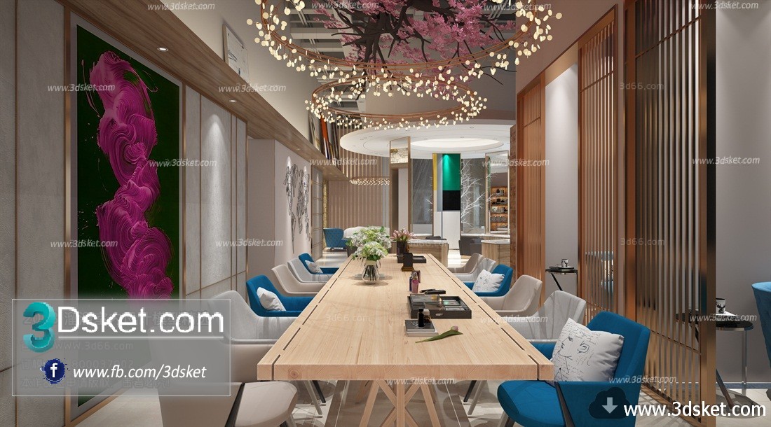 3D Interior Model Restaurant Coffee J010 Scene 3dsmax