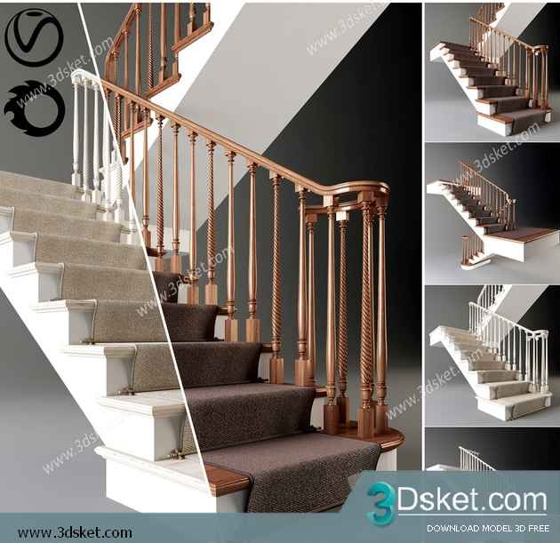 3D Model Staircase Free Download 027
