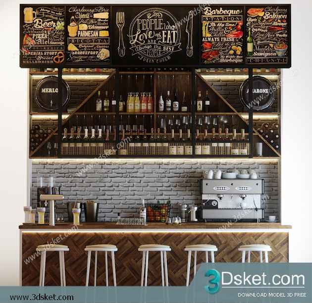 3D Model Restaurant Free Download 011