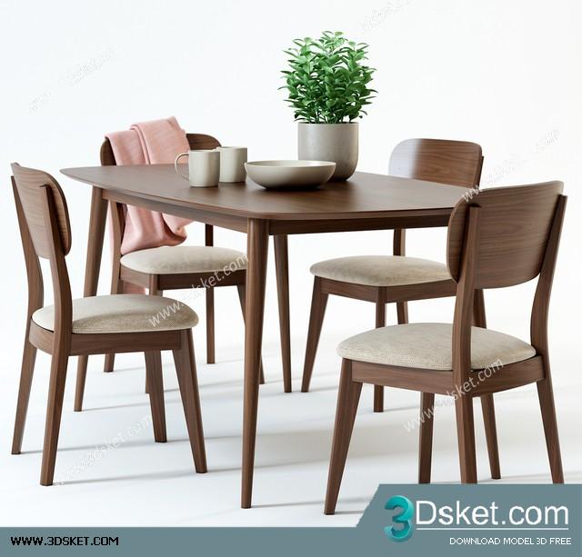 3D Model Table Chair Free Download 0412