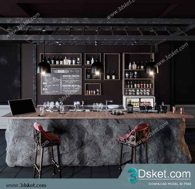 3D Model Restaurant Free Download 008