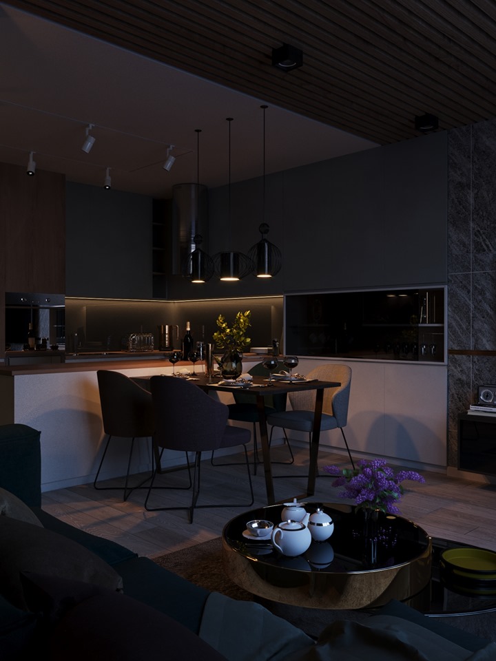 3D Interior Model Kitchen Living room 021 Scene 3dsmax