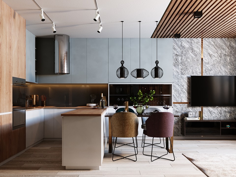 3D Interior Model Kitchen Living room 021 Scene 3dsmax