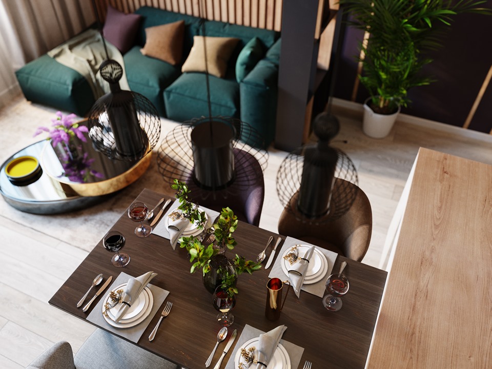 3D Interior Model Kitchen Living room 021 Scene 3dsmax