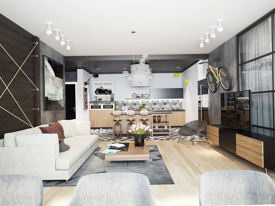 3D Interior Model Kitchen Living room 048A Scene 3dsmax