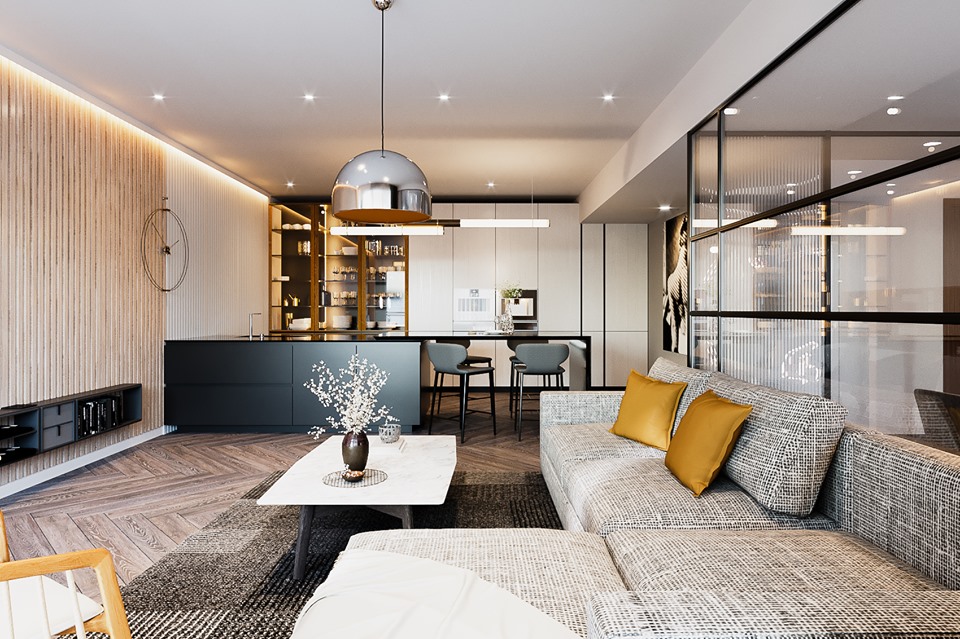 3D Interior Model Kitchen Living room 052A Scene 3dsmax