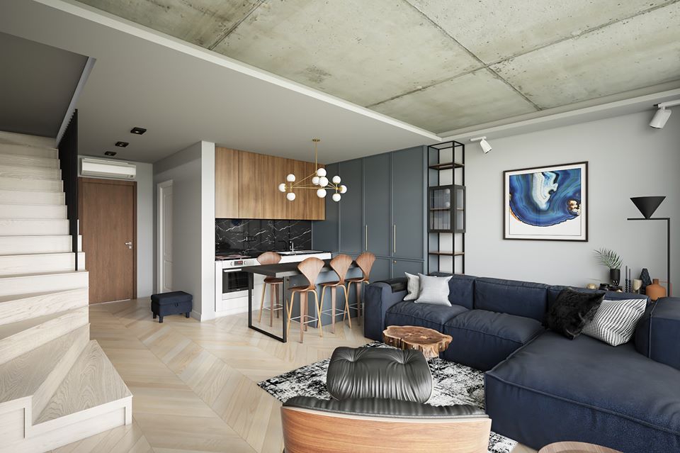 3D Interior Model Kitchen Living room 061 Scene 3dsmax