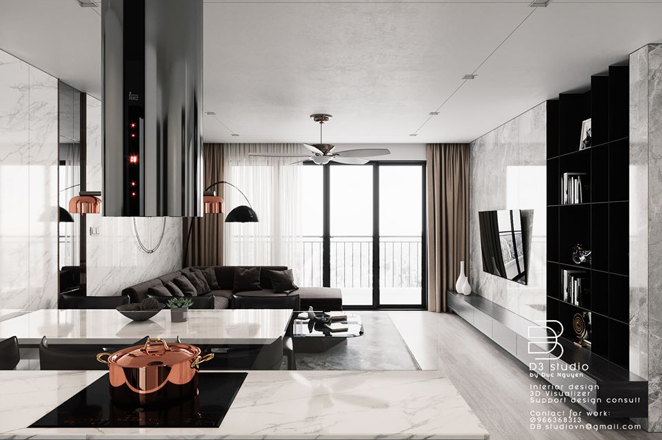 3D Interior Model Kitchen Living room 062A Scene 3dsmax