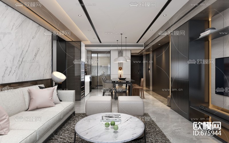3D Interior Model Kitchen Living room 070B Scene 3dsmax