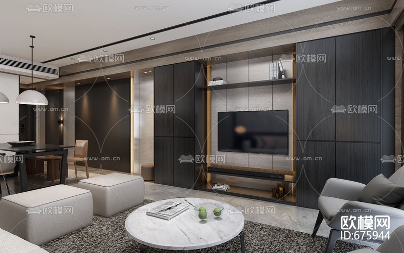 3D Interior Model Kitchen Living room 070B Scene 3dsmax