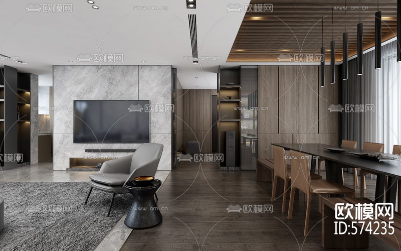 3D Interior Model Kitchen Living room 071C Scene 3dsmax