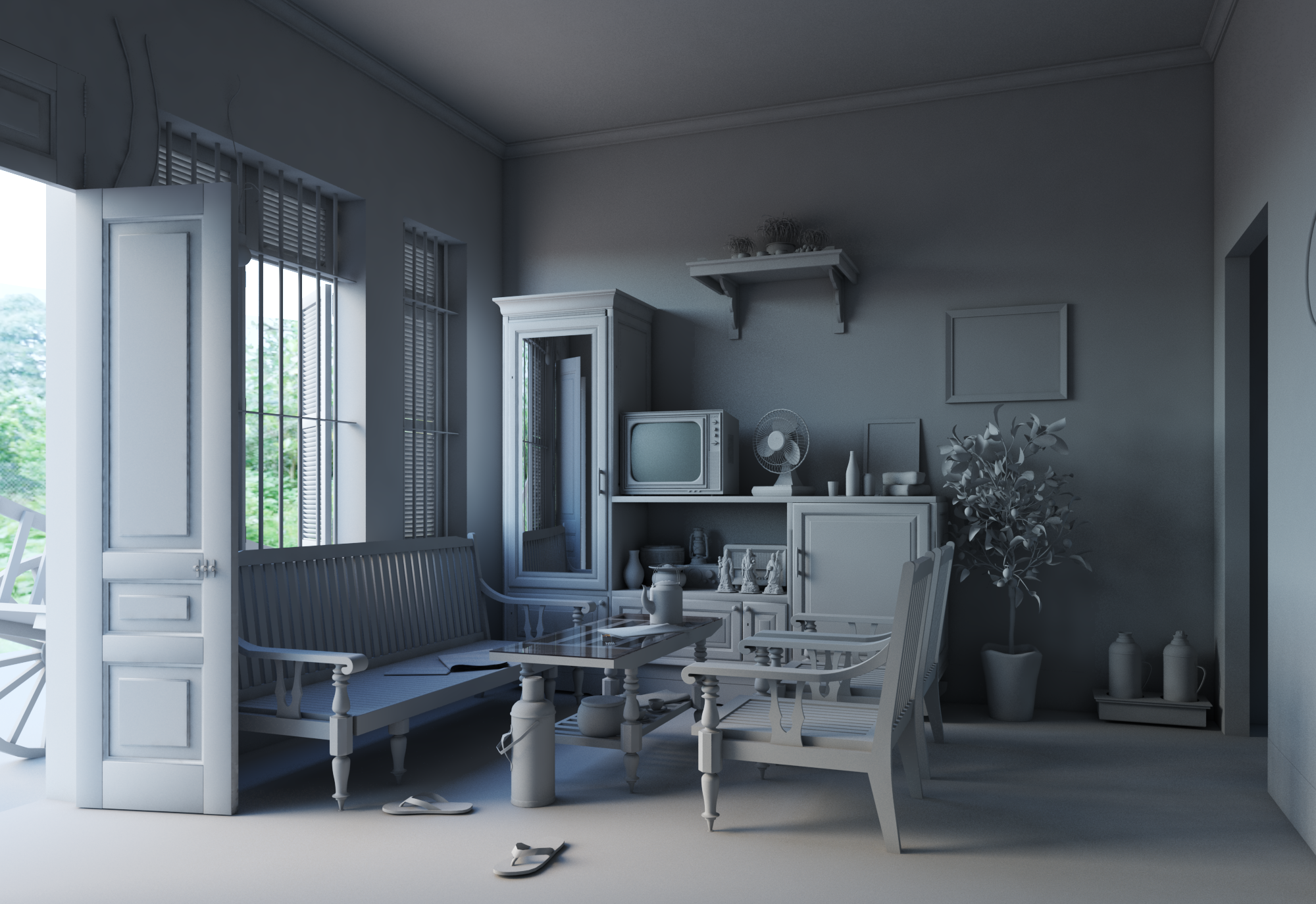 3D Interior Model Kitchen Living room 0411 Scene 3dsmax
