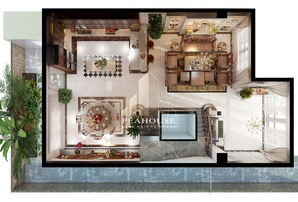 3D Interior Model Kitchen Living room 0307 Scene 3dsmax