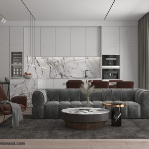 3D Interior Model Kitchen Living room 0322 Scene 3dsmax