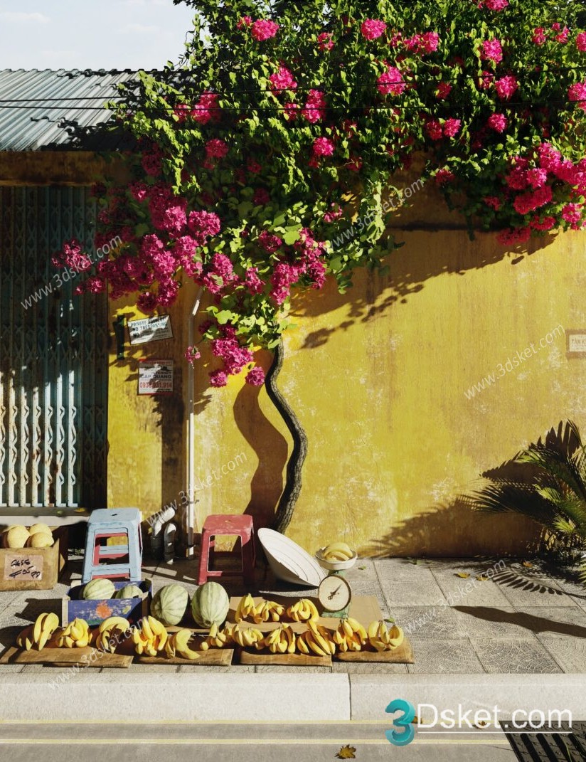 3D Model Outdoor Plants Free Download 001 Hoa giấy