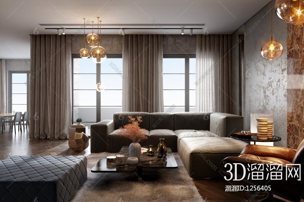 3D Interior Model Living room 0485 Scene 3dsmax