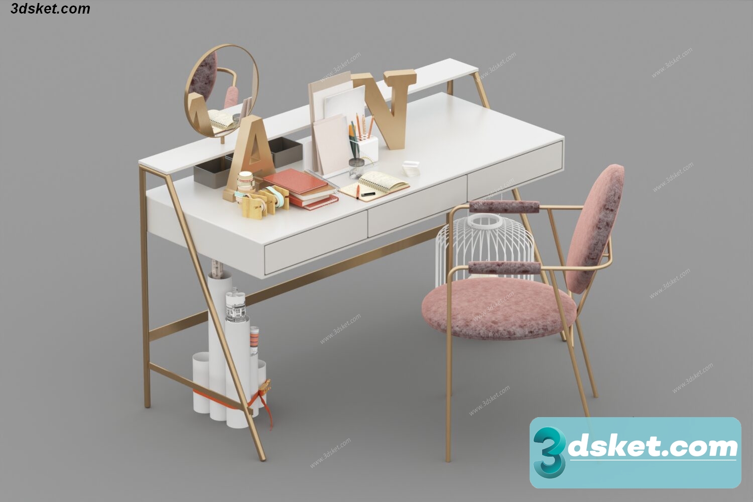 3D Model Dressing Table Free Download 010820