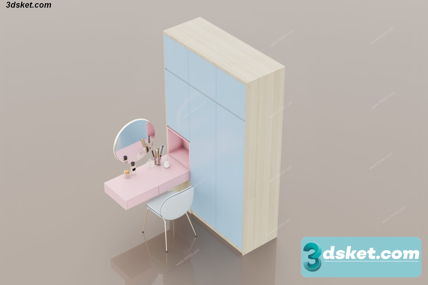 3D Model Dressing Table Free Download 0258