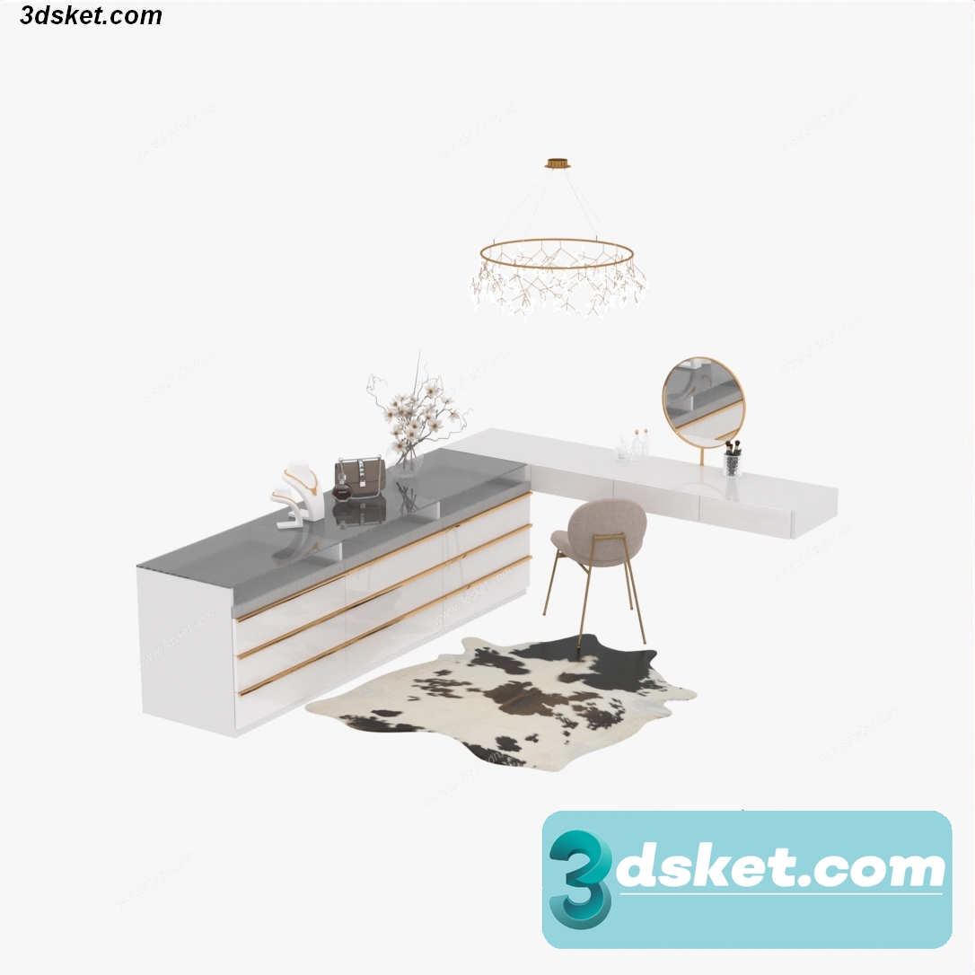 3D Model Dressing Table Free Download 09908