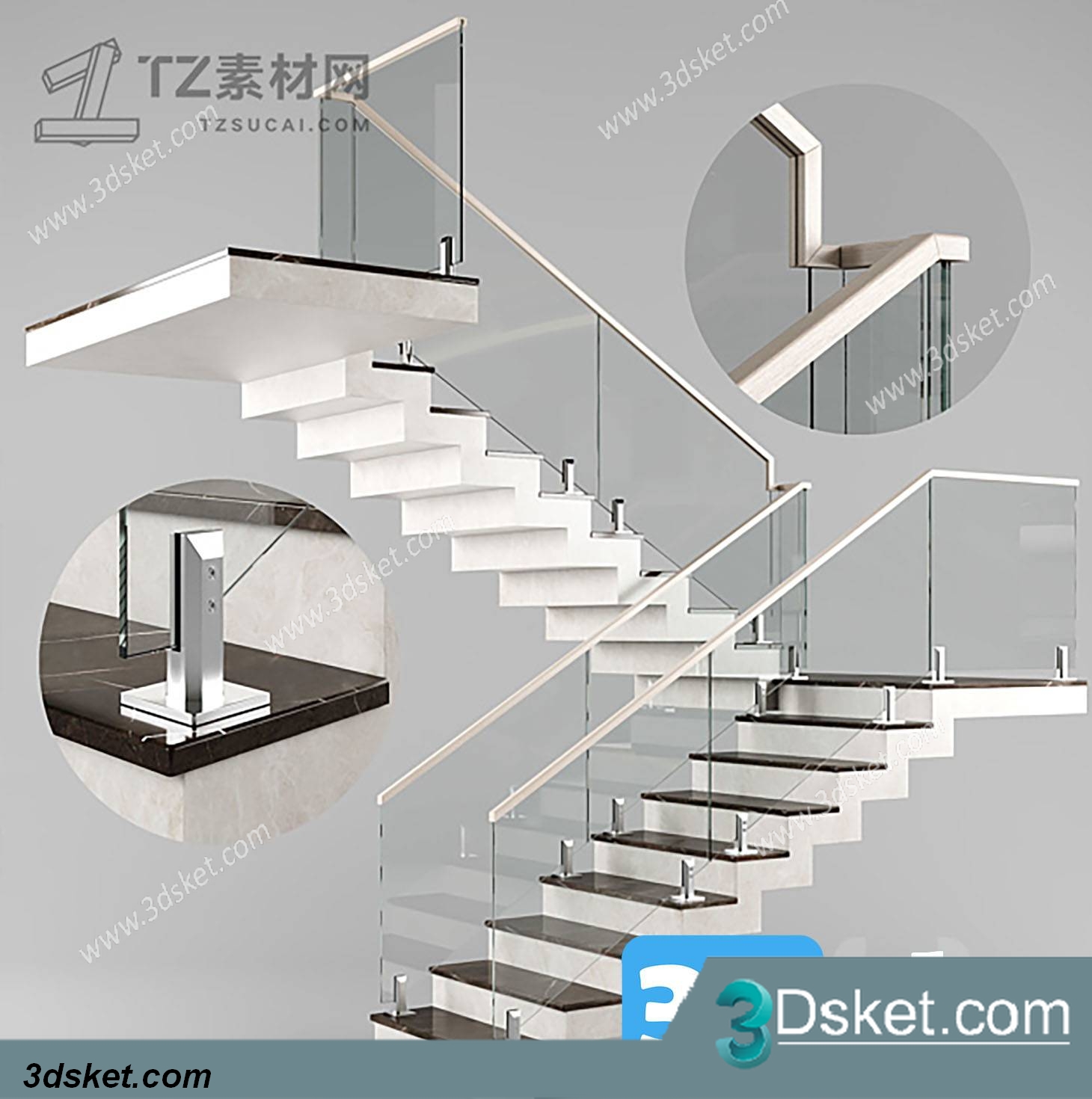 3D Model Staircase Free Download 039
