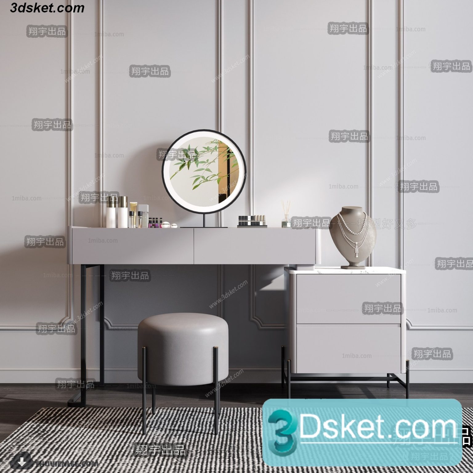 3D Model Dressing Table Free Download 001 Download 3D Model Free