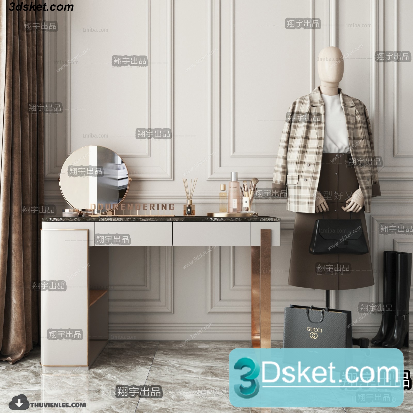 3D Model Dressing Table Free Download 002