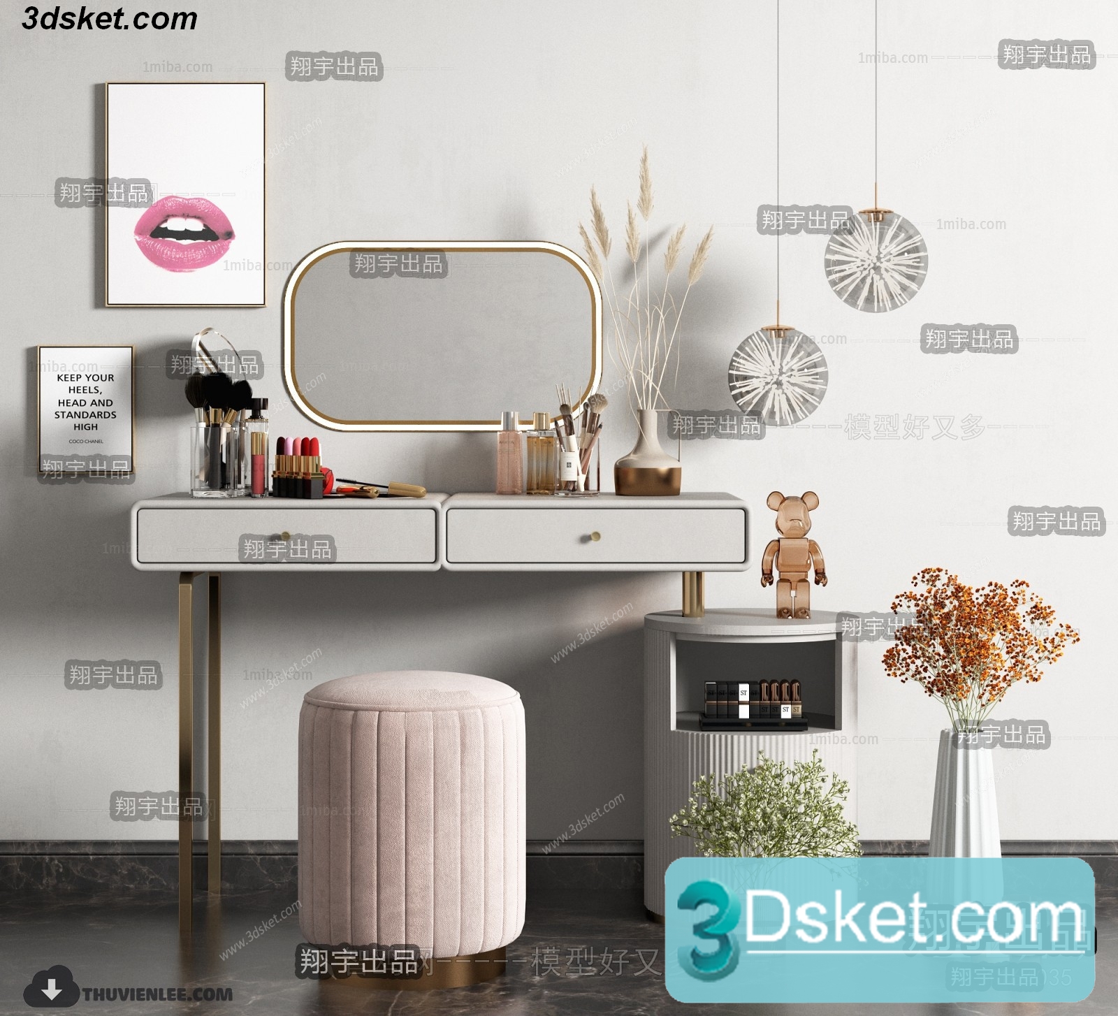 3D Model Dressing Table Free Download 004