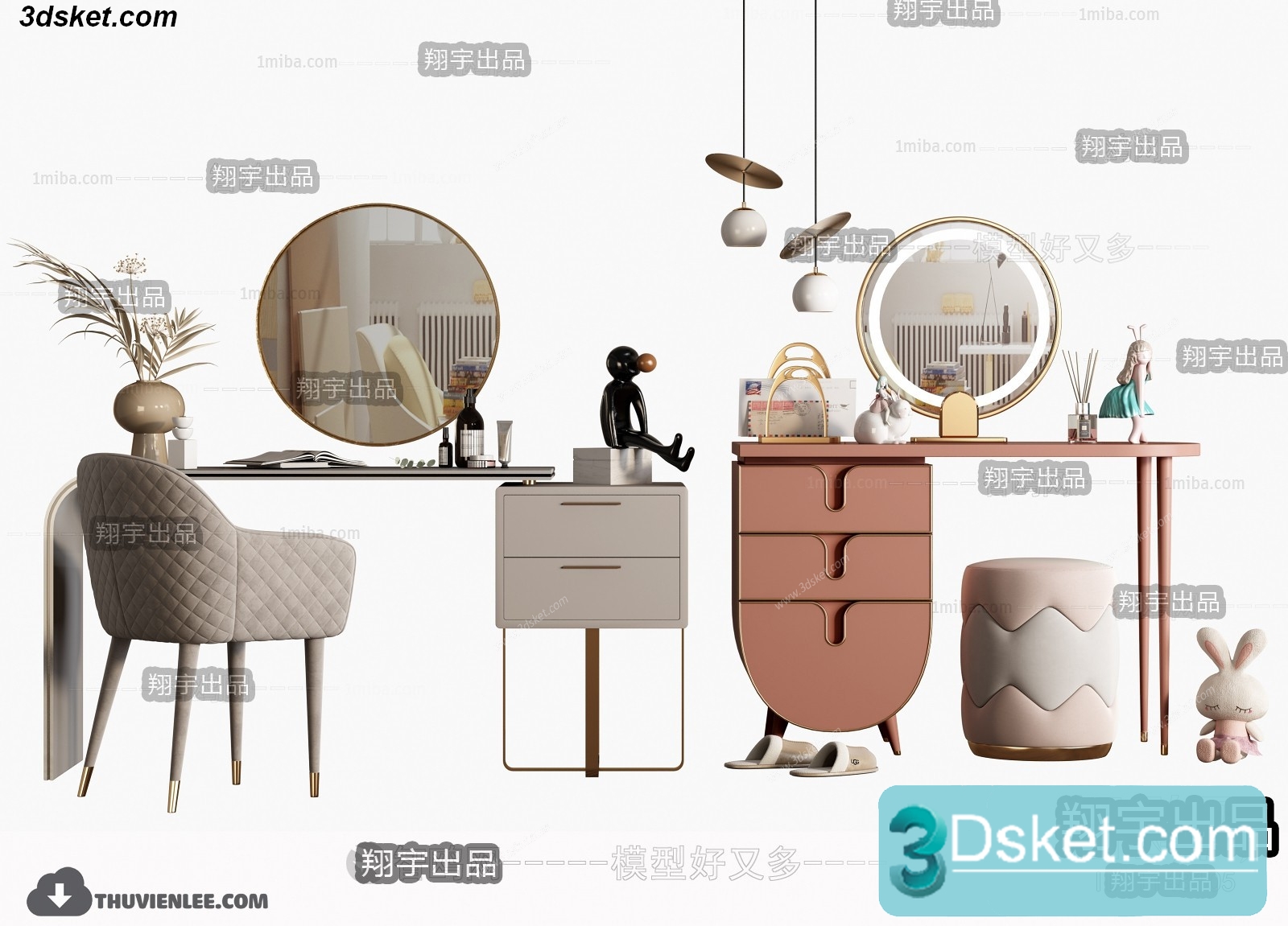 3D Model Dressing Table Free Download 006