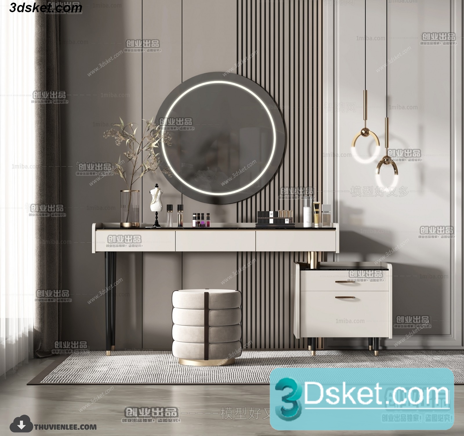 3D Model Dressing Table Free Download 018