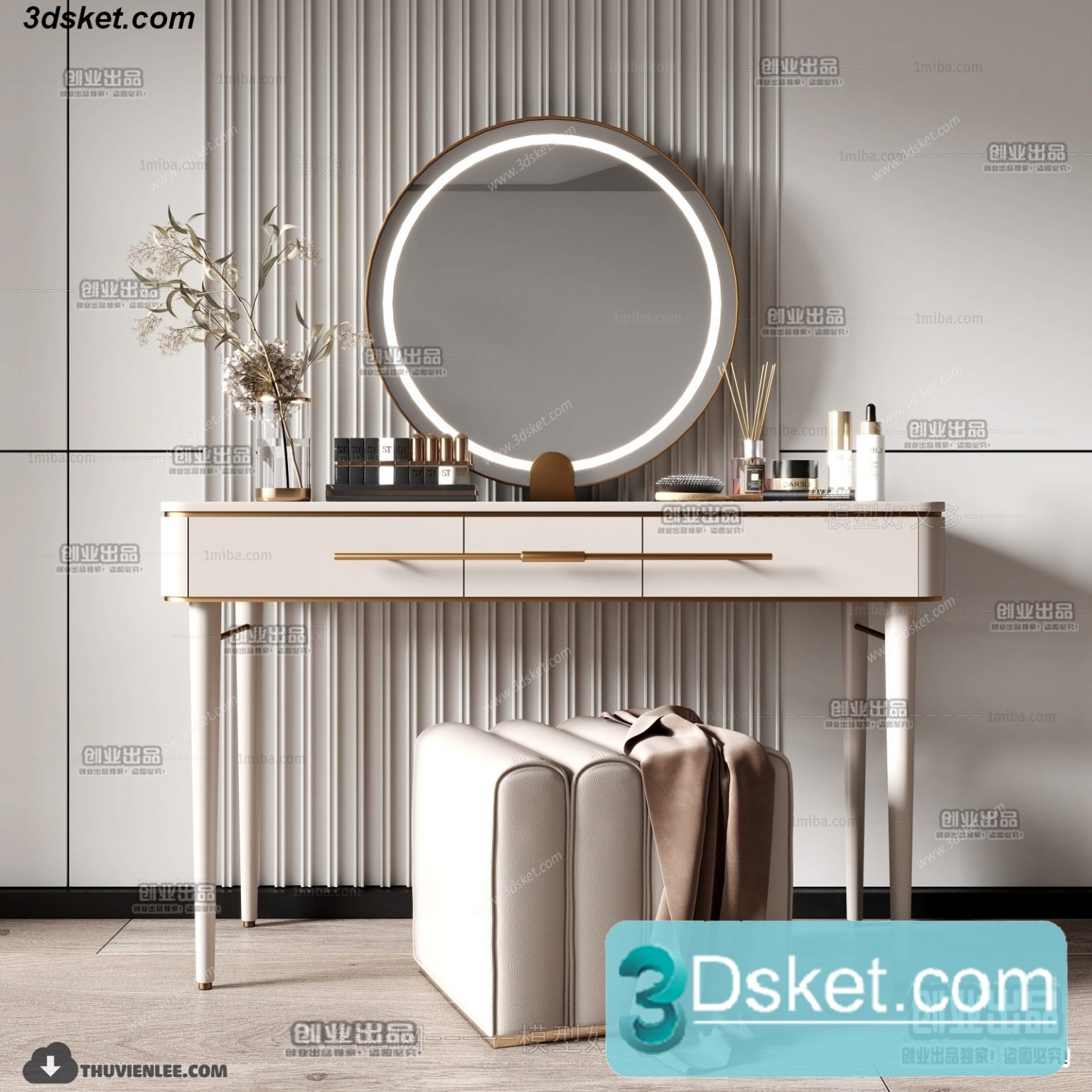 3D Model Dressing Table Free Download 023 Download 3D Model Free